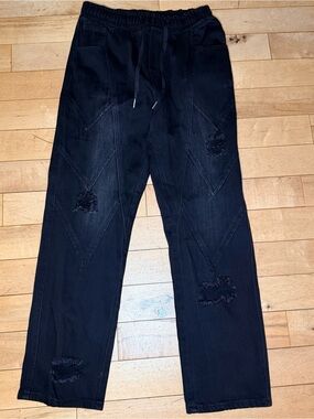 Watson Black Distressed Jogger Style Denim Jeans Men's Size 32